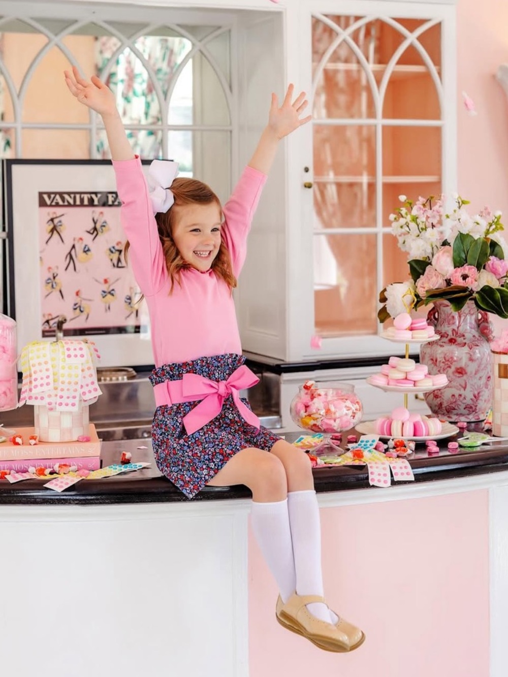 Beaufort Bonnet Hamptons Hot Pink with Fairfax Farm Floral Bow Formal Toddler 2T - Picture 5 of 11